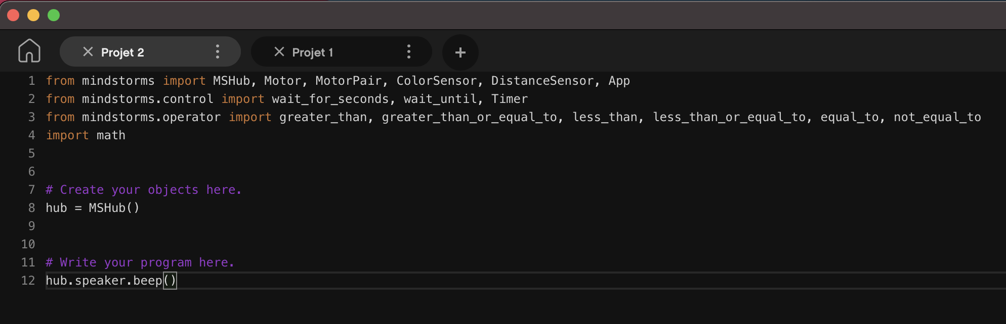 Exemple editeur python