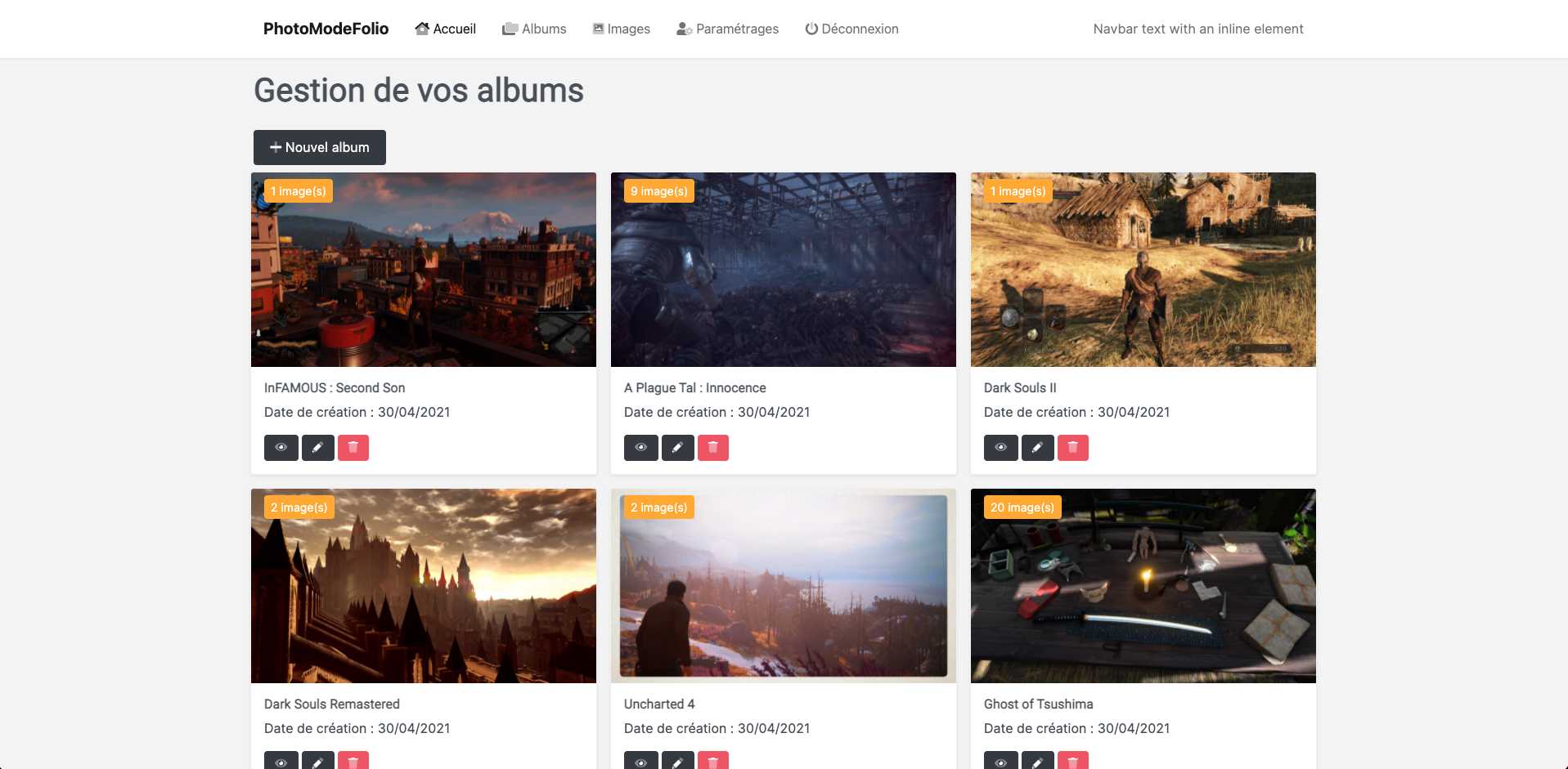 Administration des albums